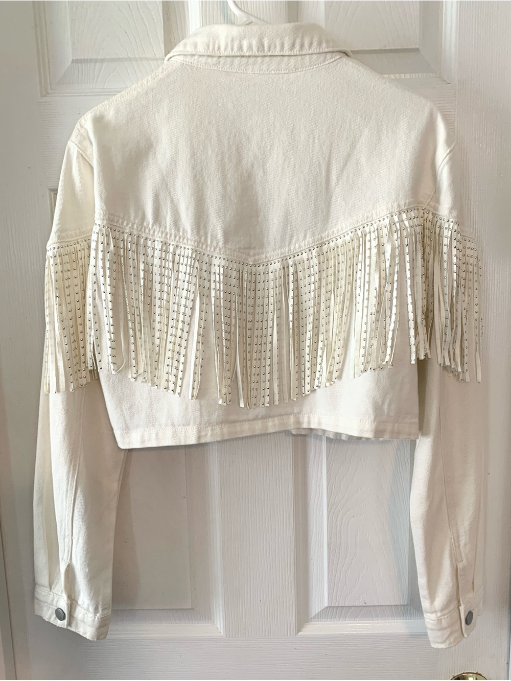 Baevely Cropped Jean Jacket - Studded Tassels - Picture 6 of 9